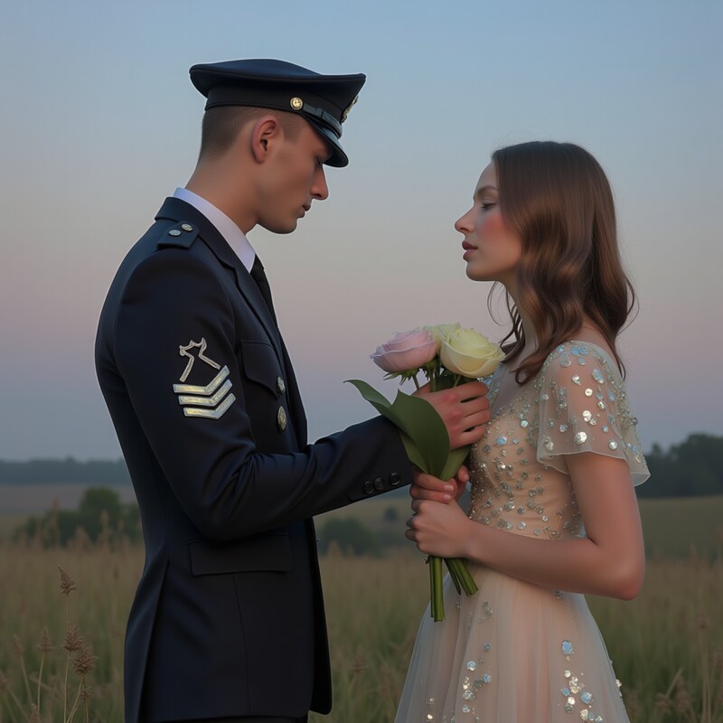 Couple exchanging vows in a serene evening setting Couple exchanging vows in a serene evening setting