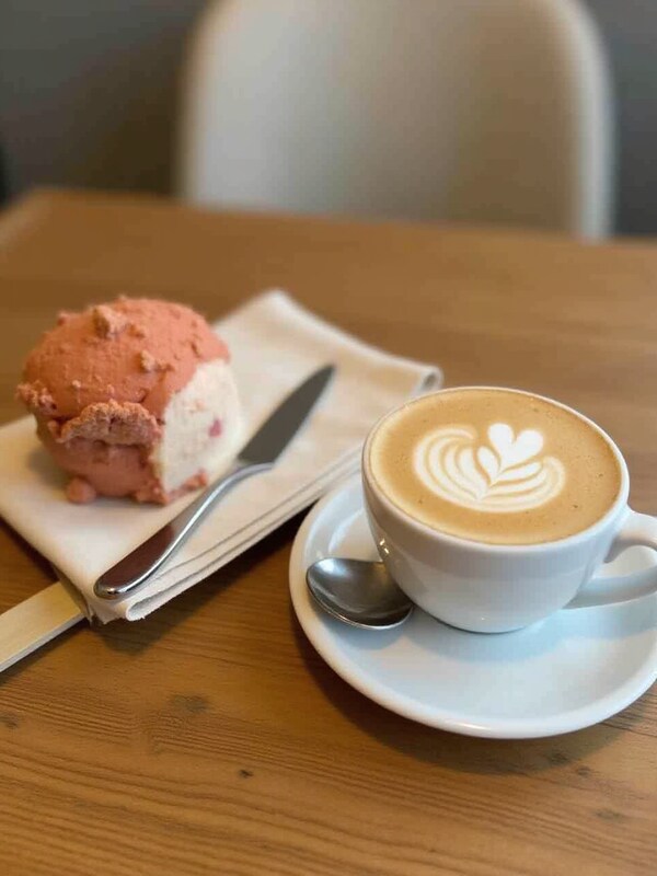 Delicious coffee and dessert served at cozy cafe Delicious coffee and dessert served at cozy cafe