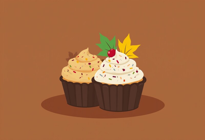 Festive cupcakes on a brown background Festive cupcakes on a brown background