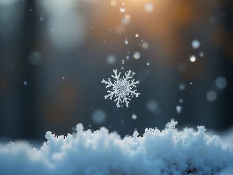 Snowflake gently falling on a winter morning Snowflake gently falling on a winter morning
