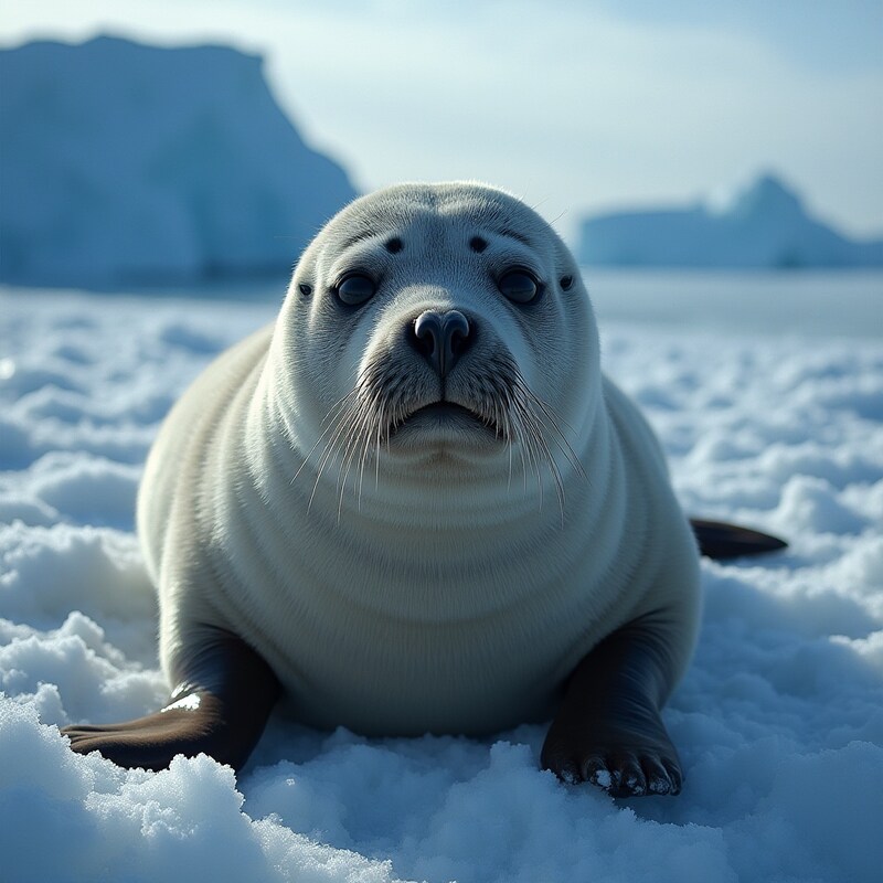 Seal resting on snow in a tranquil icy environment Seal resting on snow in a tranquil icy environment