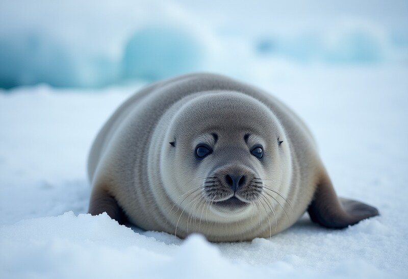 Charming seal resting on ice in a serene arctic landscape Charming seal resting on ice in a serene arctic landscape