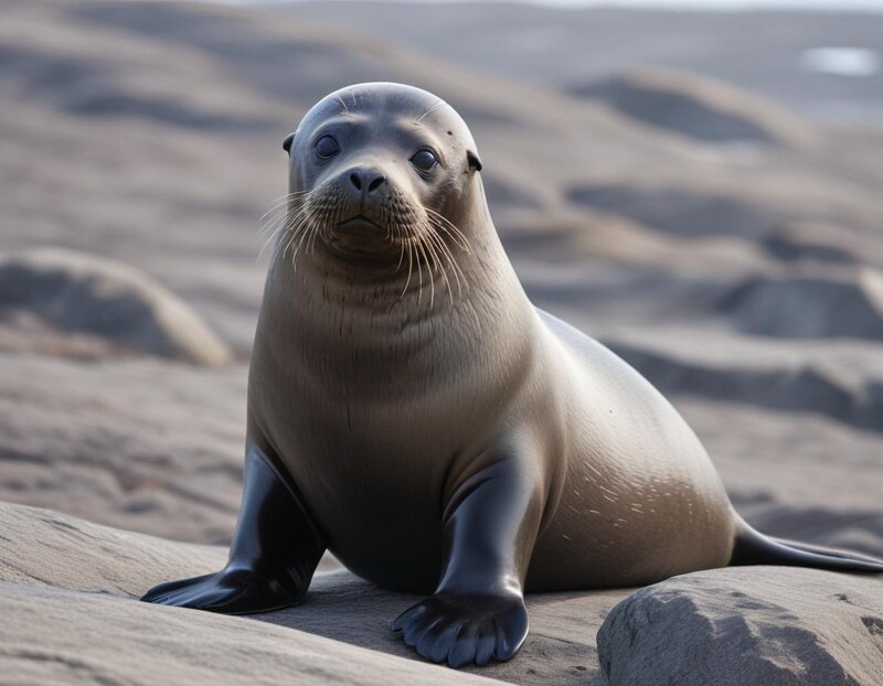 Seal relaxing on rocky shore during sunny day Seal relaxing on rocky shore during sunny day