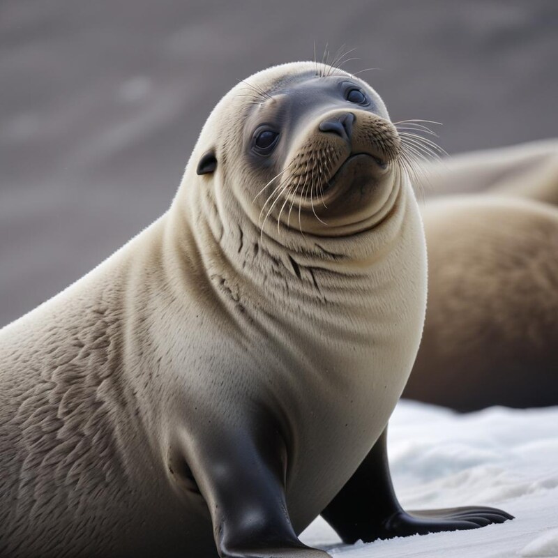 Seal resting on the rocky shore in a natural habitat Seal resting on the rocky shore in a natural habitat