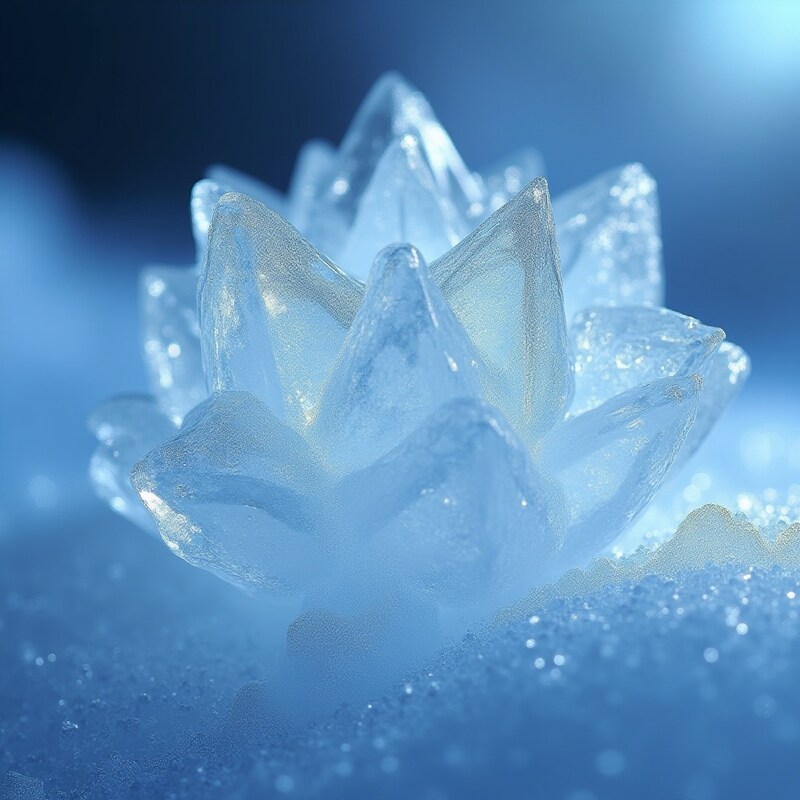 Beautiful ice flower shining in winter light Beautiful ice flower shining in winter light