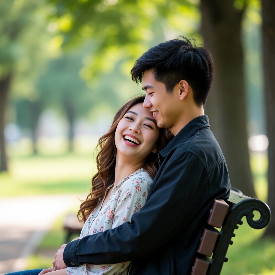 Couple enjoying a sunny day in the park Couple enjoying a sunny day in the park