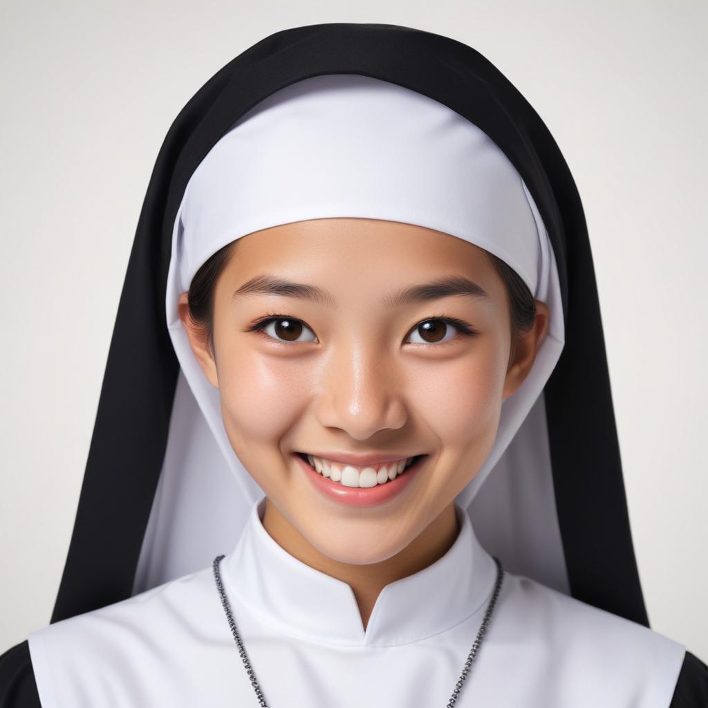 Young woman in nun costume, smiling Young woman in nun costume, smiling