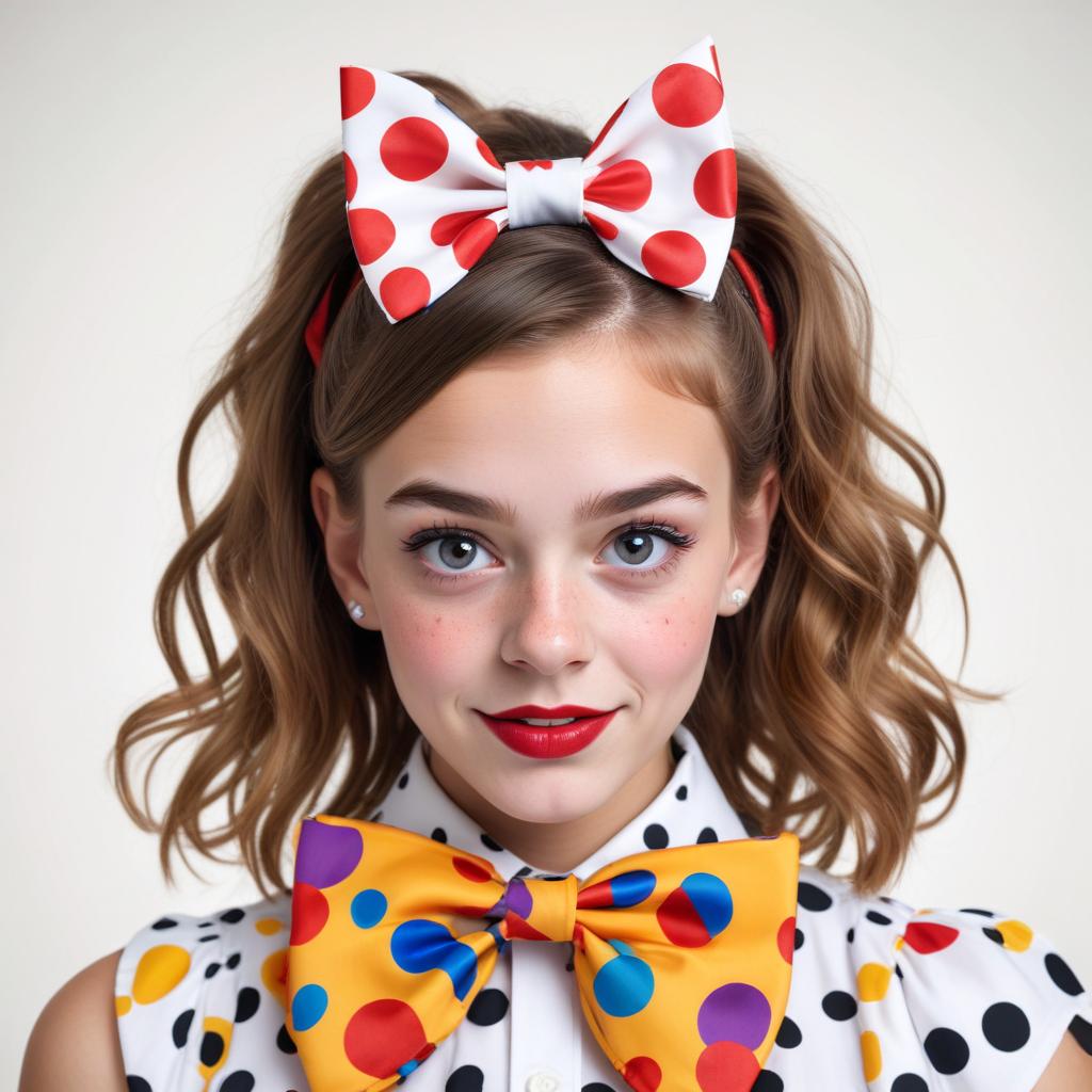 Girl in polka dot bow tie during a fun event Girl in polka dot bow tie during a fun event