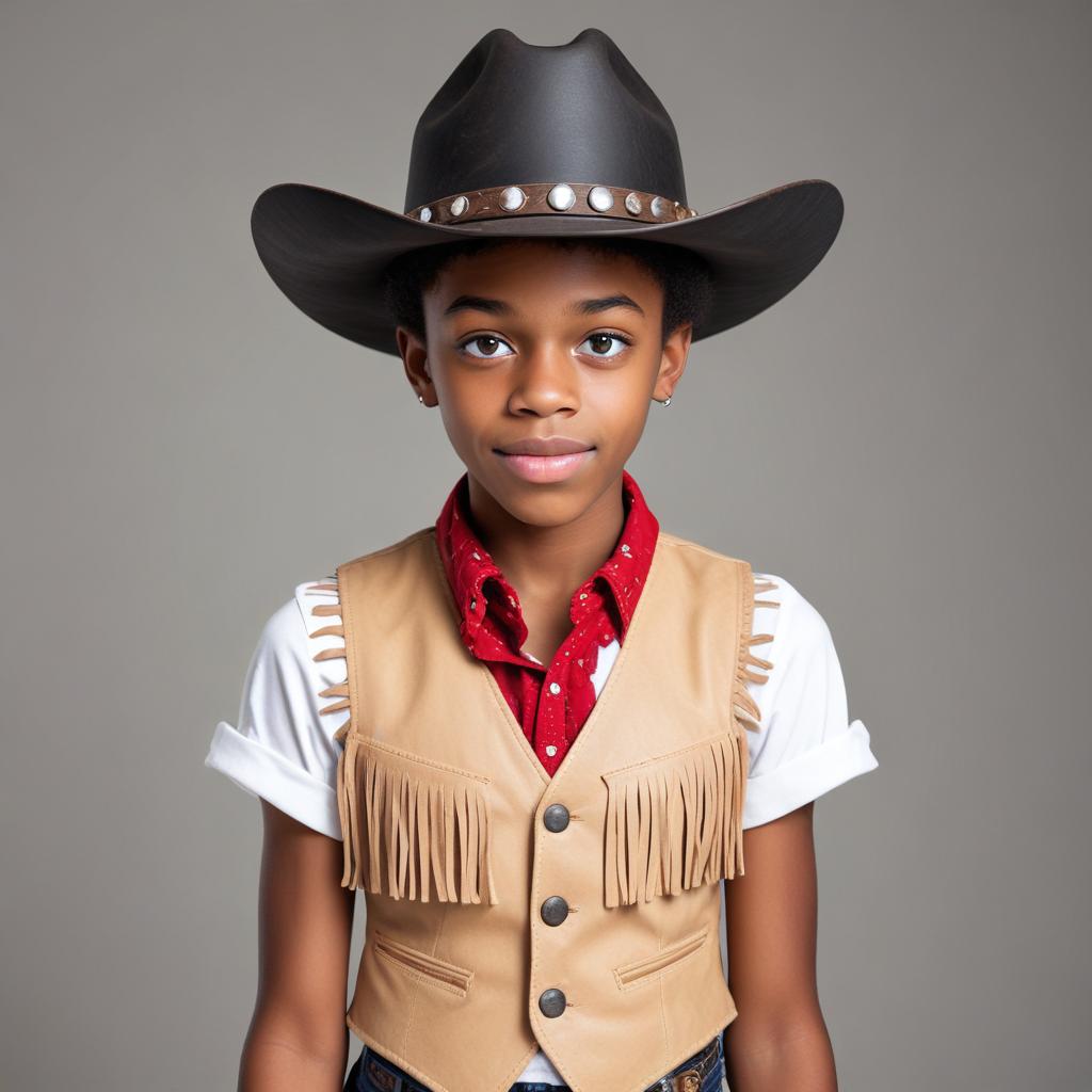 Young cowboy posing in stylish western attire indoors Young cowboy posing in stylish western attire indoors