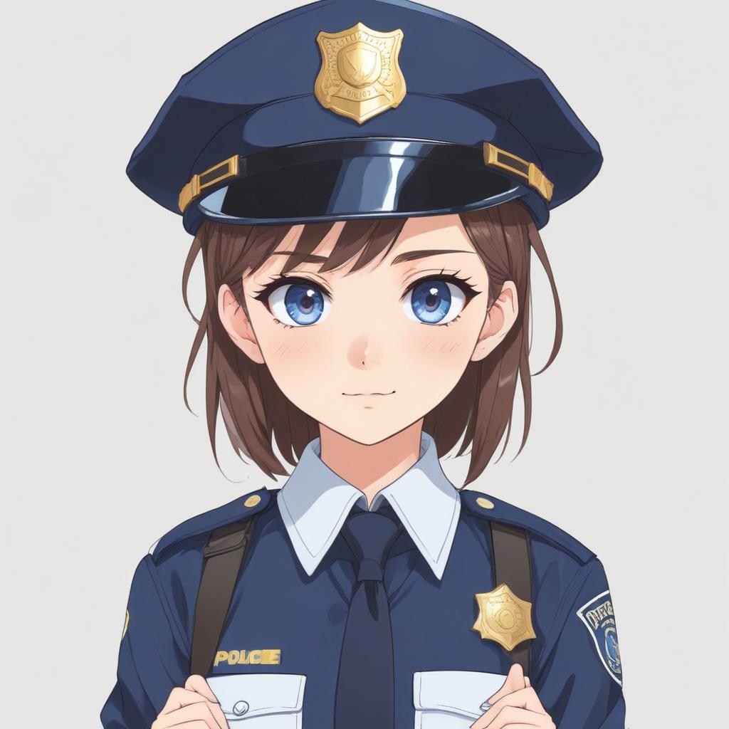 Young police officer stands confidently in uniform Young police officer stands confidently in uniform