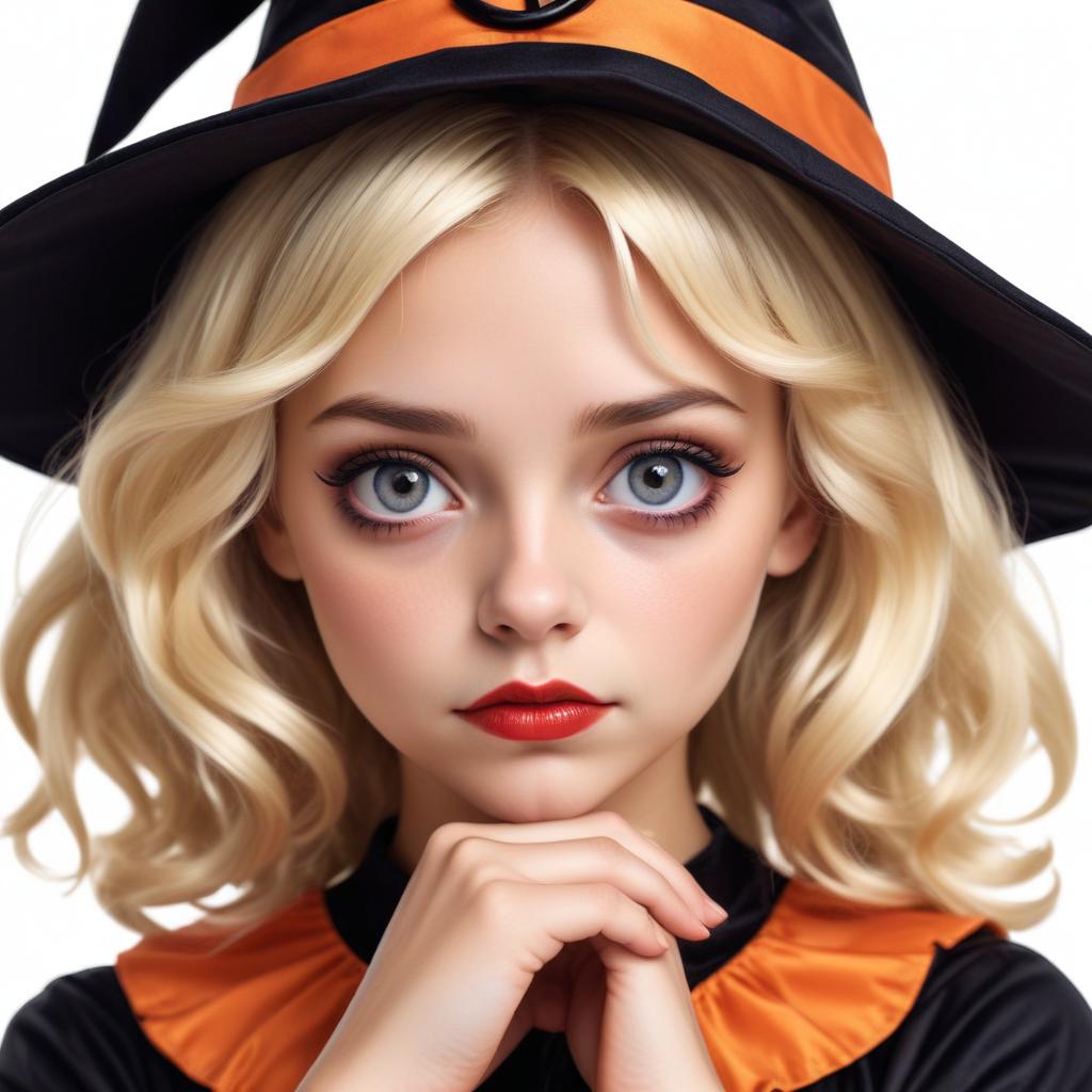 Young witch with vivid eyes readies for halloween Young witch with vivid eyes readies for halloween