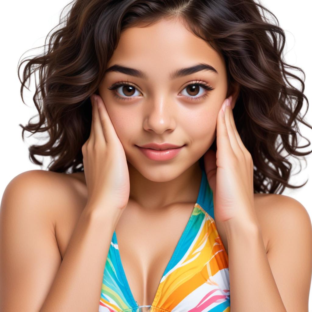 Young girl with curly hair expressing curiosity Young girl with curly hair expressing curiosity