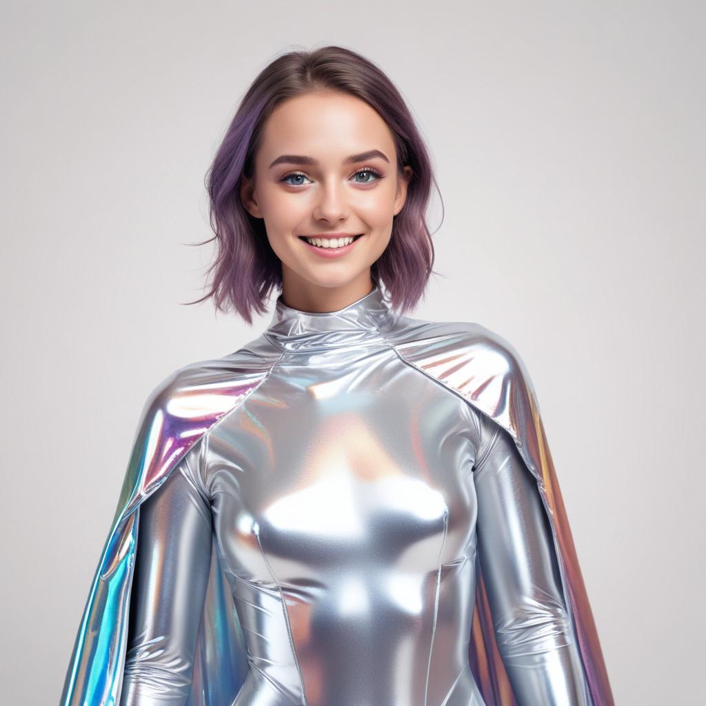 Model in shiny costume poses for stylish portrait Model in shiny costume poses for stylish portrait