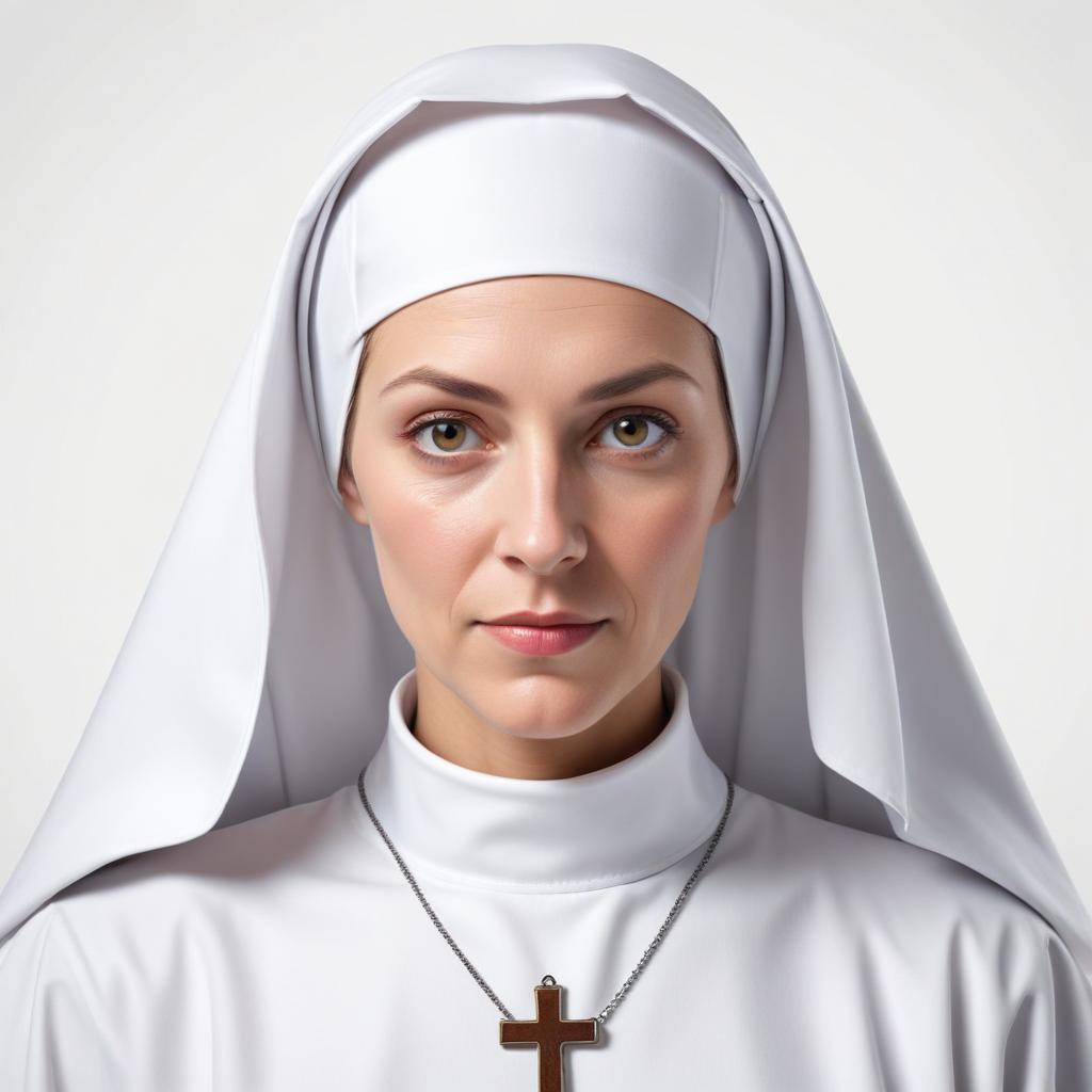 Nun in traditional attire with a cross necklace Nun in traditional attire with a cross necklace