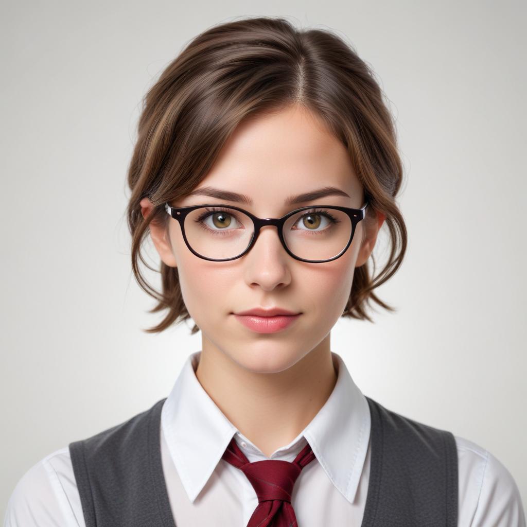 Confident young woman in glasses poses for camera Confident young woman in glasses poses for camera