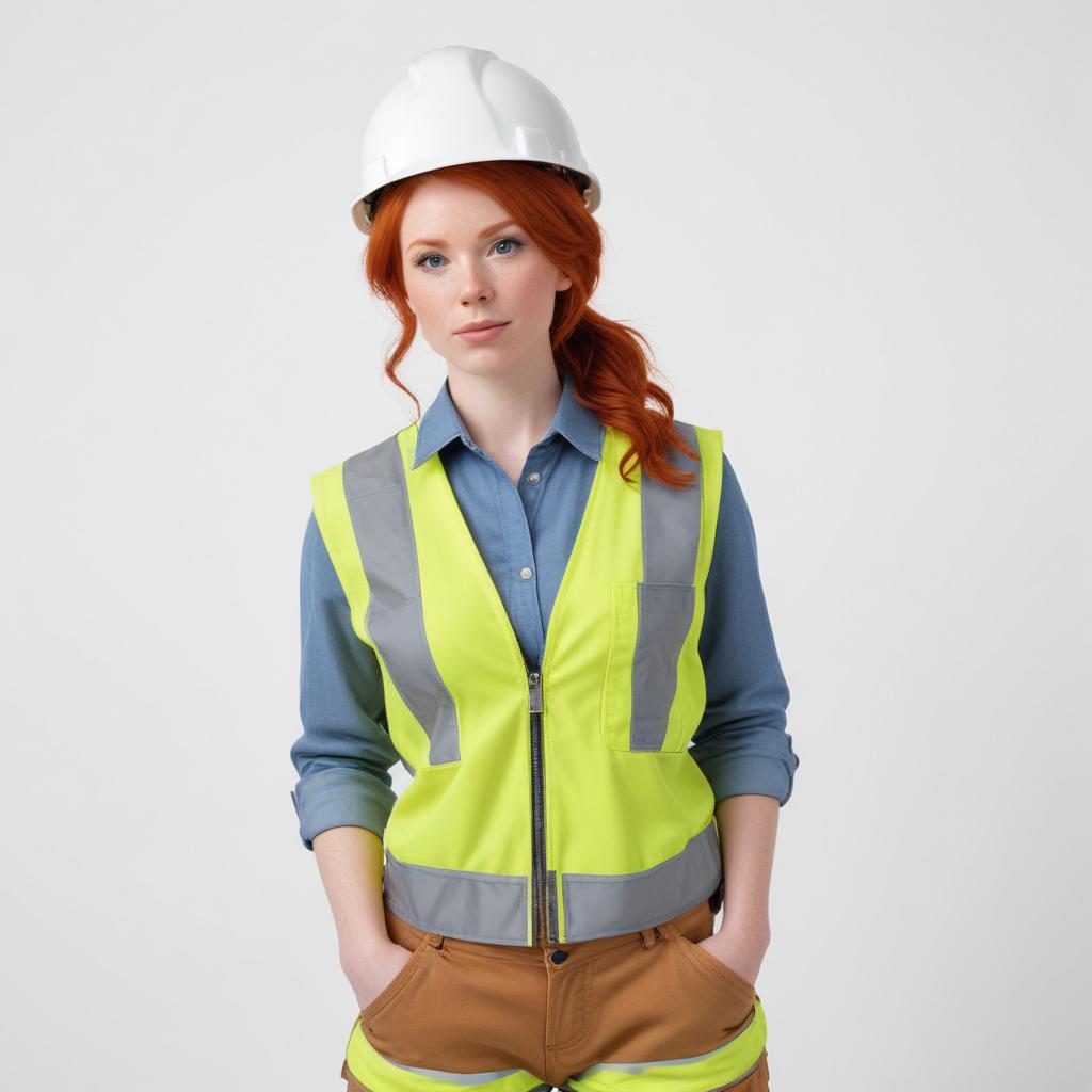 Professional woman in safety gear poses confidently Professional woman in safety gear poses confidently