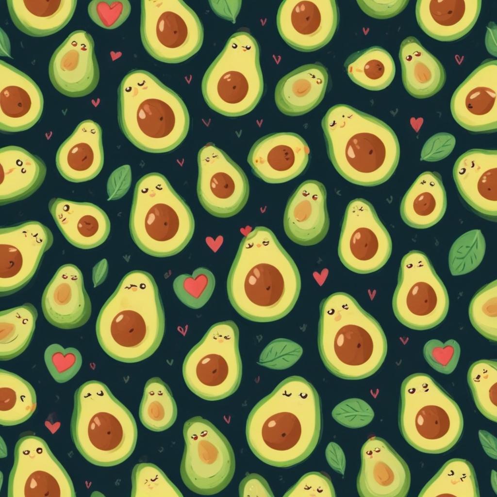 Cute avocados on a dark, colorful background Cute avocados on a dark, colorful background