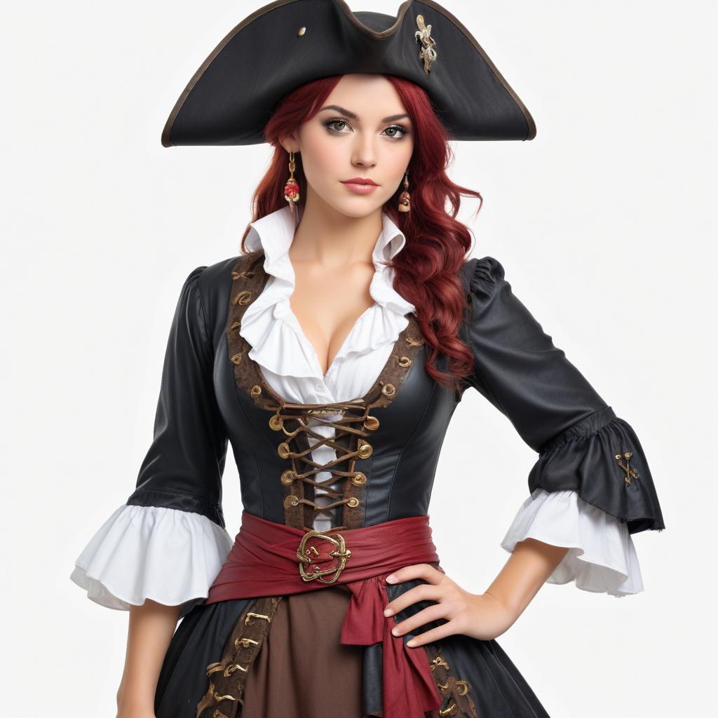 Woman dressed as a pirate in a dramatic costume Woman dressed as a pirate in a dramatic costume