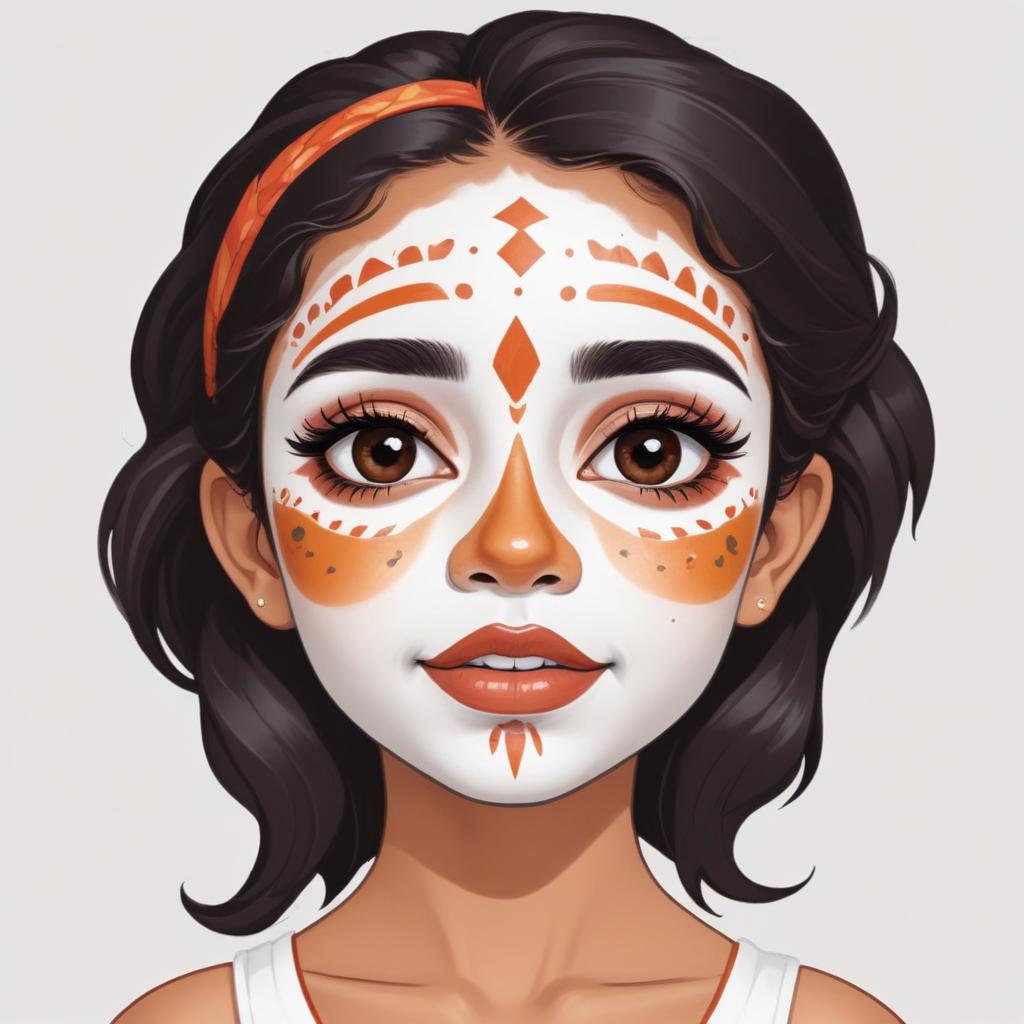 Young girl with traditional face paint smiling happily Young girl with traditional face paint smiling happily