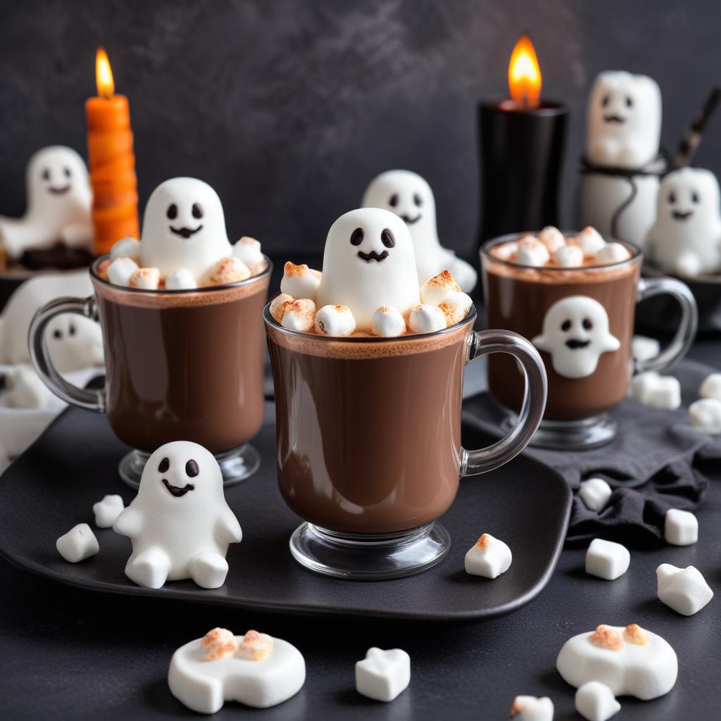 Halloween hot chocolate with ghost marshmallows for fun Halloween hot chocolate with ghost marshmallows for fun