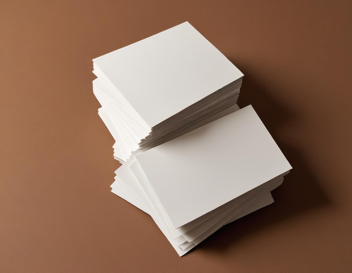 Stack of blank paper sheets on a brown surface Stack of blank paper sheets on a brown surface