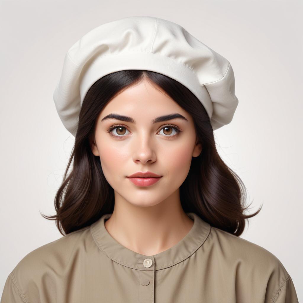 Young woman wearing a chef hat in a neutral setting Young woman wearing a chef hat in a neutral setting