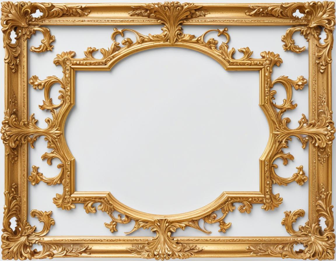 Ornate golden picture frame on a plain background Ornate golden picture frame on a plain background