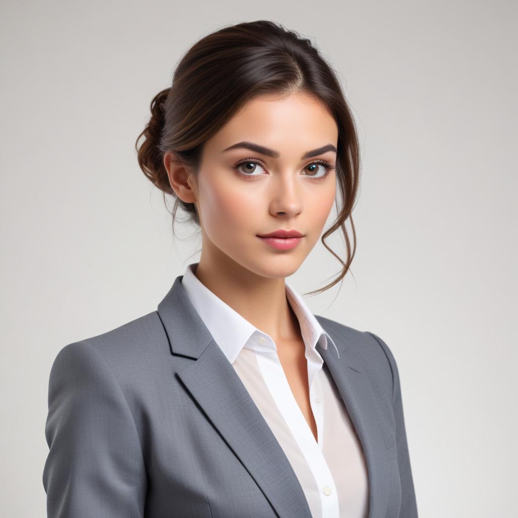 Confident woman in gray suit Confident woman in gray suit