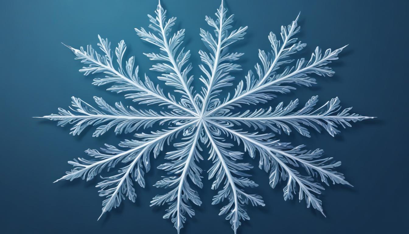 Intricate ice crystal resembling a snowflake design Intricate ice crystal resembling a snowflake design