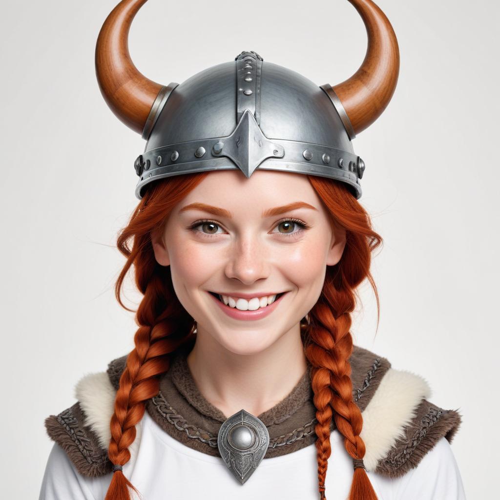 Smiling girl in a viking costume at a fun event Smiling girl in a viking costume at a fun event