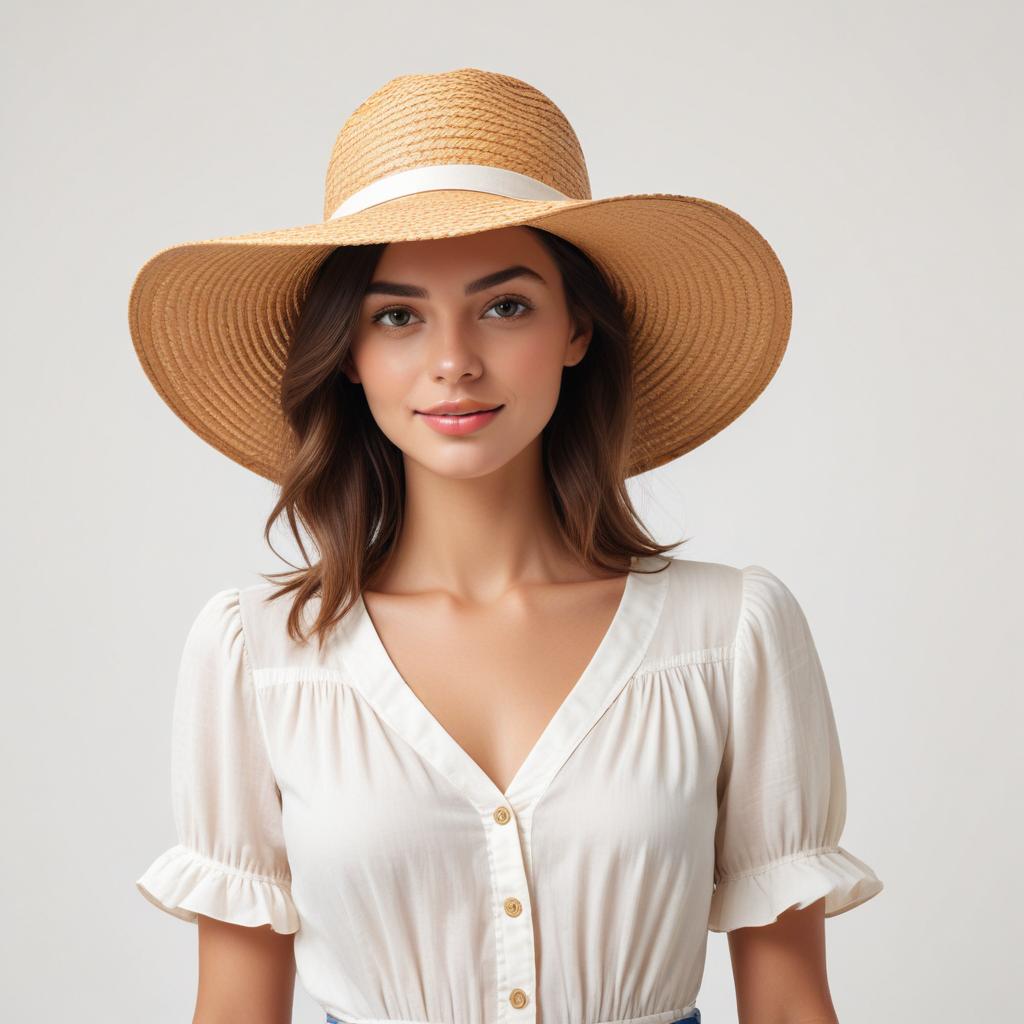 Woman in a sun hat enjoying a sunny day Woman in a sun hat enjoying a sunny day