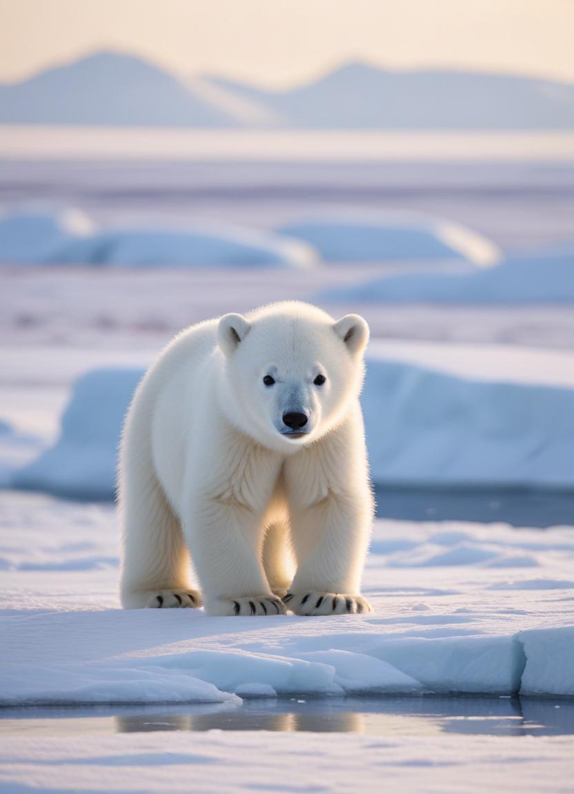 Polar bear walks on ice in serene arctic landscape Polar bear walks on ice in serene arctic landscape