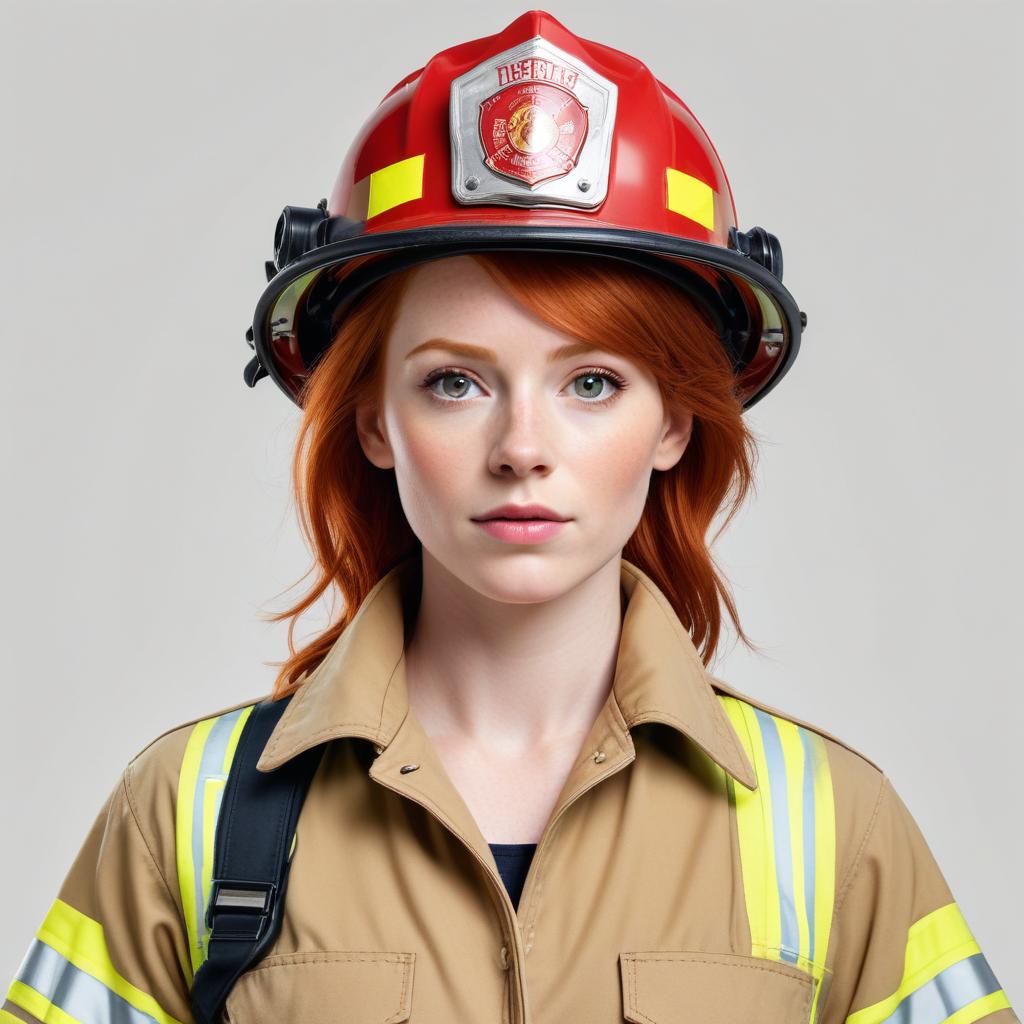 Firefighter in protective gear with bright red helmet Firefighter in protective gear with bright red helmet