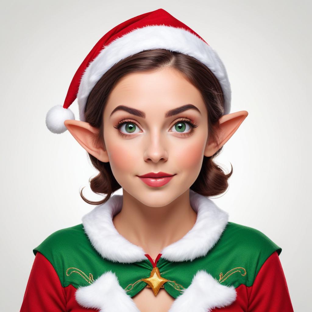 Young woman in festive elf costume with santa hat Young woman in festive elf costume with santa hat