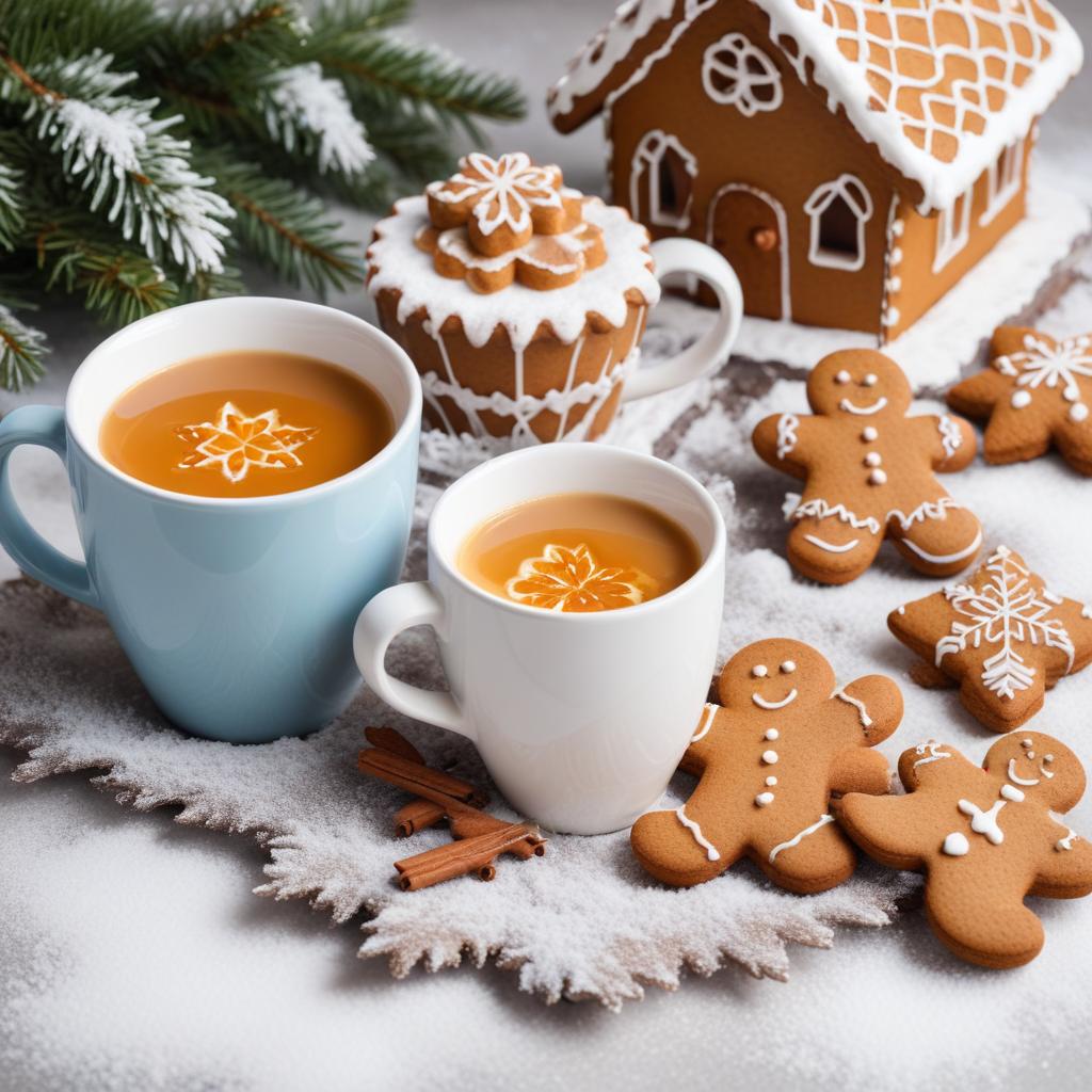 Warm drinks and gingerbread treats at winter gathering Warm drinks and gingerbread treats at winter gathering