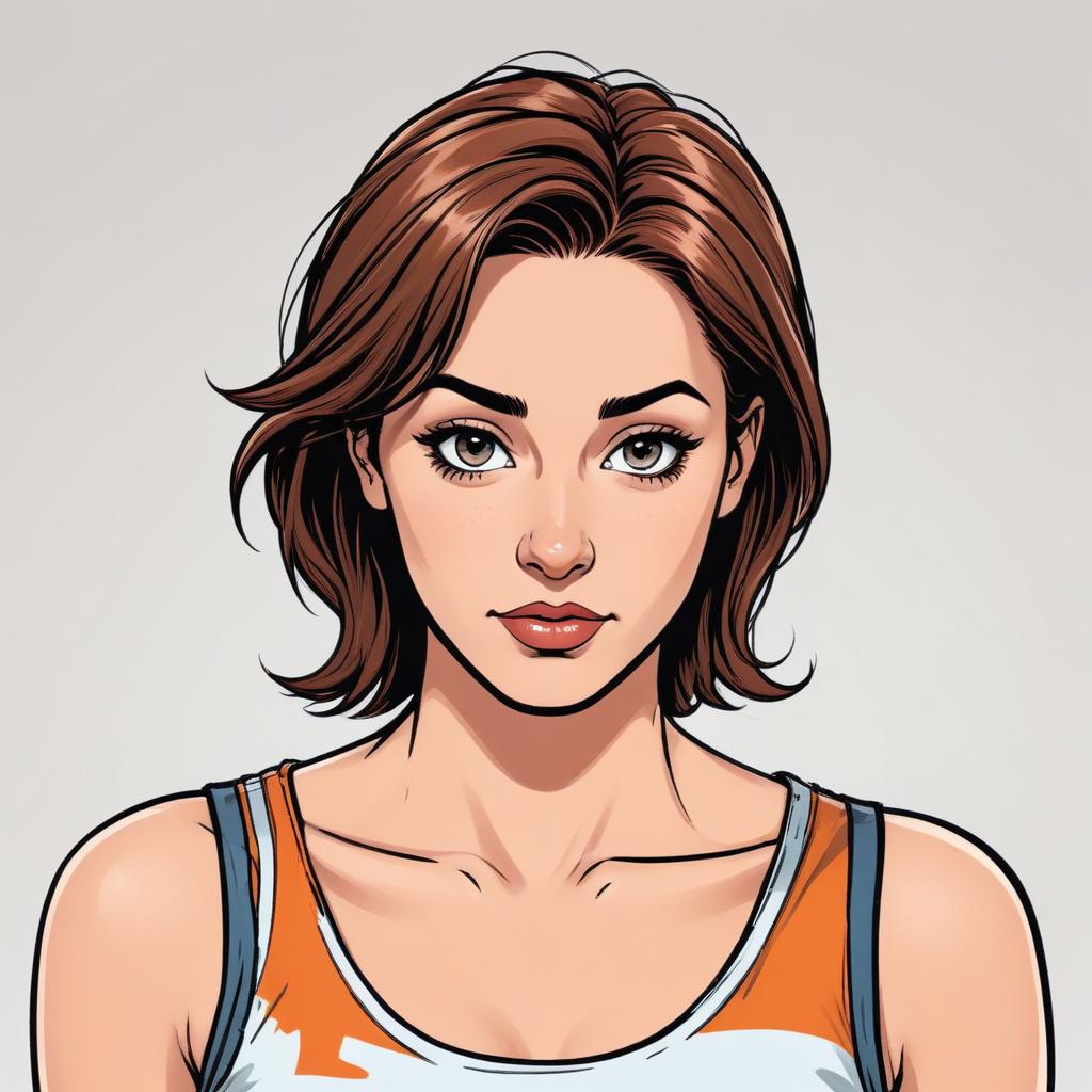 Young woman with short hair posing confidently indoors Young woman with short hair posing confidently indoors