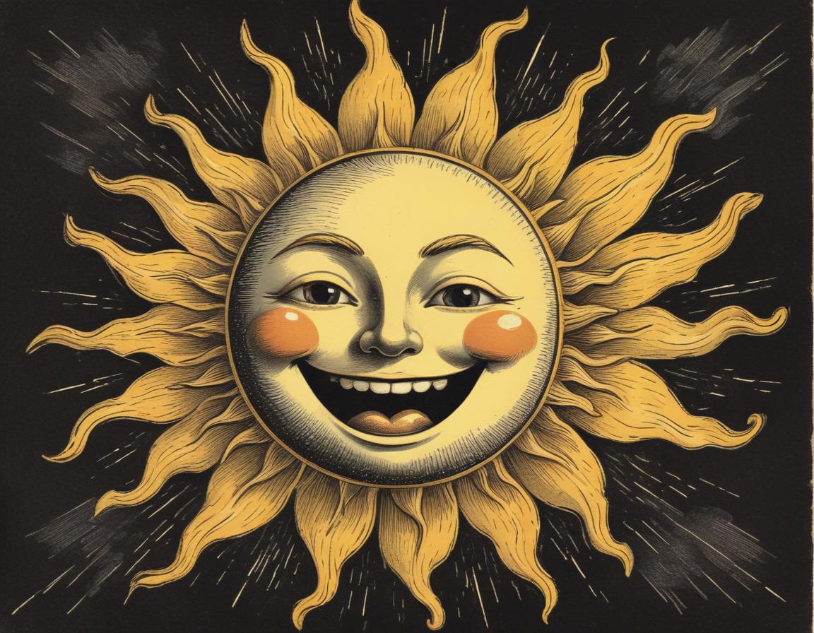 Happy sun with a smiling face and cheerful rays Happy sun with a smiling face and cheerful rays