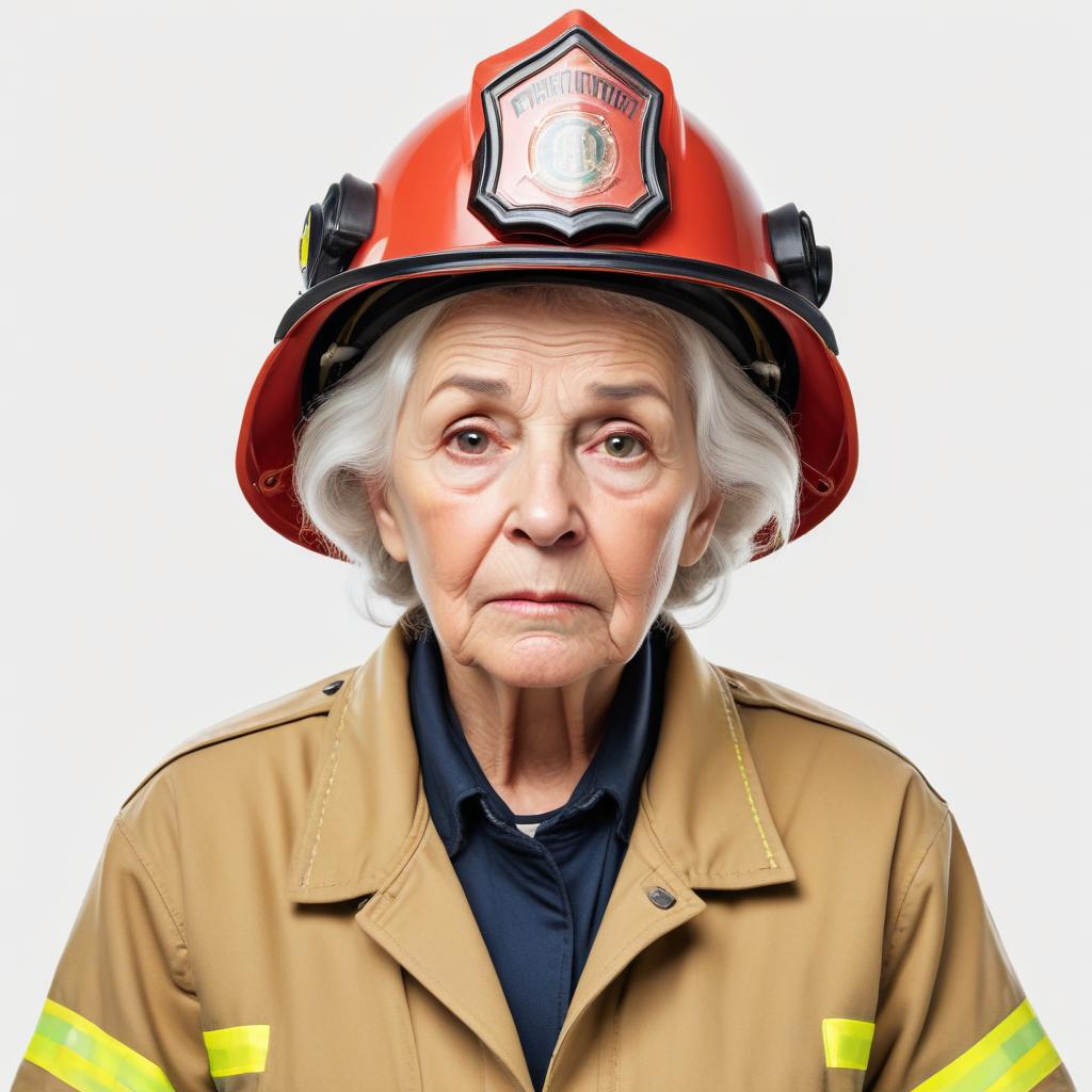 Senior firefighter readies for emergency response Senior firefighter readies for emergency response