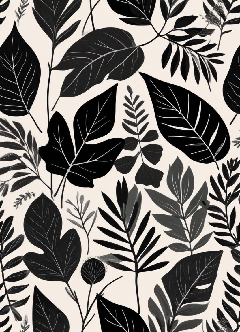 Black and white leaf pattern for modern design Black and white leaf pattern for modern design