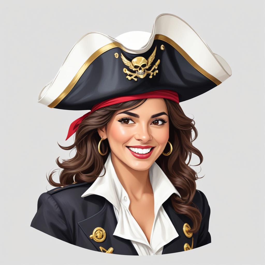 Pirate woman in a stylish hat with a confident smile Pirate woman in a stylish hat with a confident smile