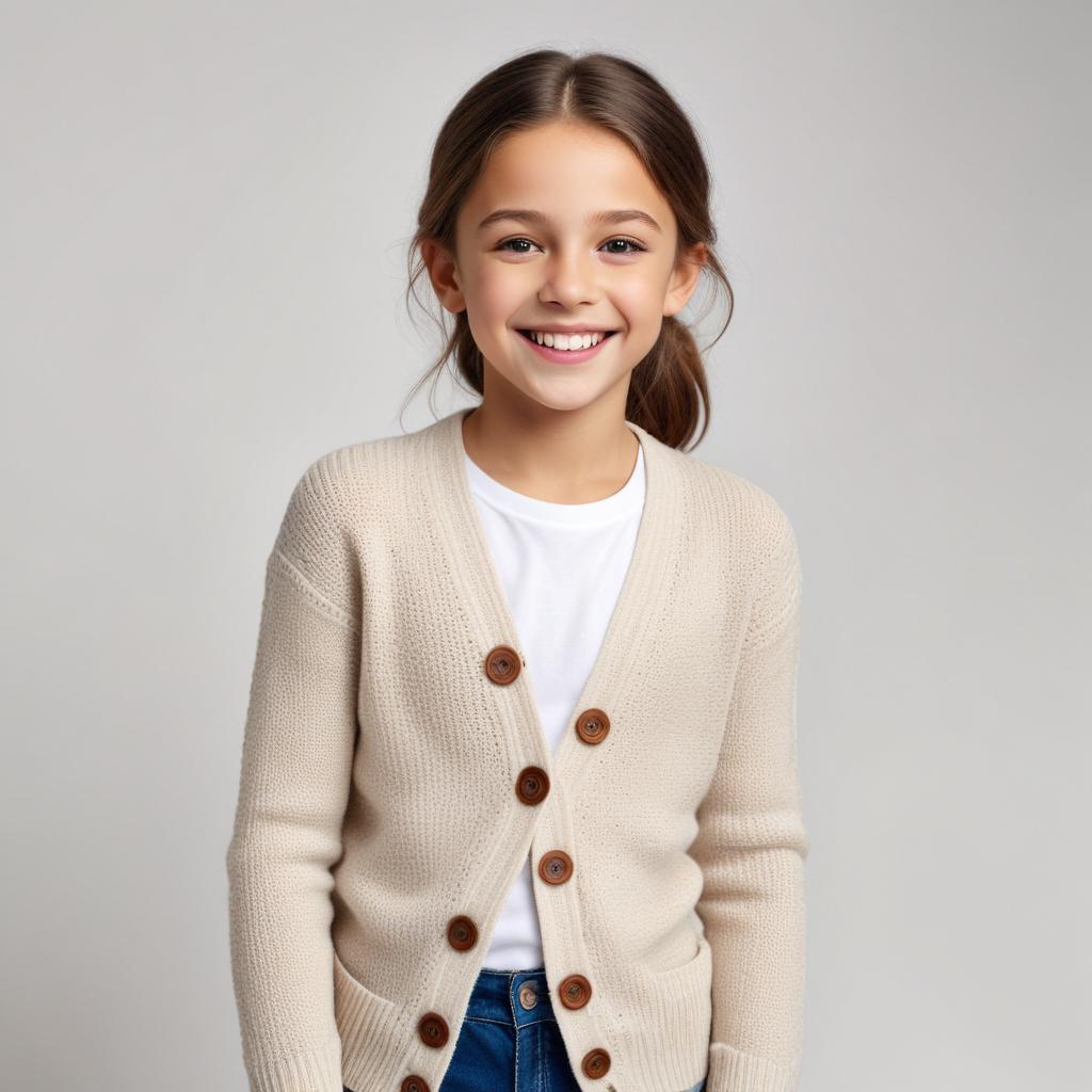 Young girl in light sweater poses for a portrait Young girl in light sweater poses for a portrait