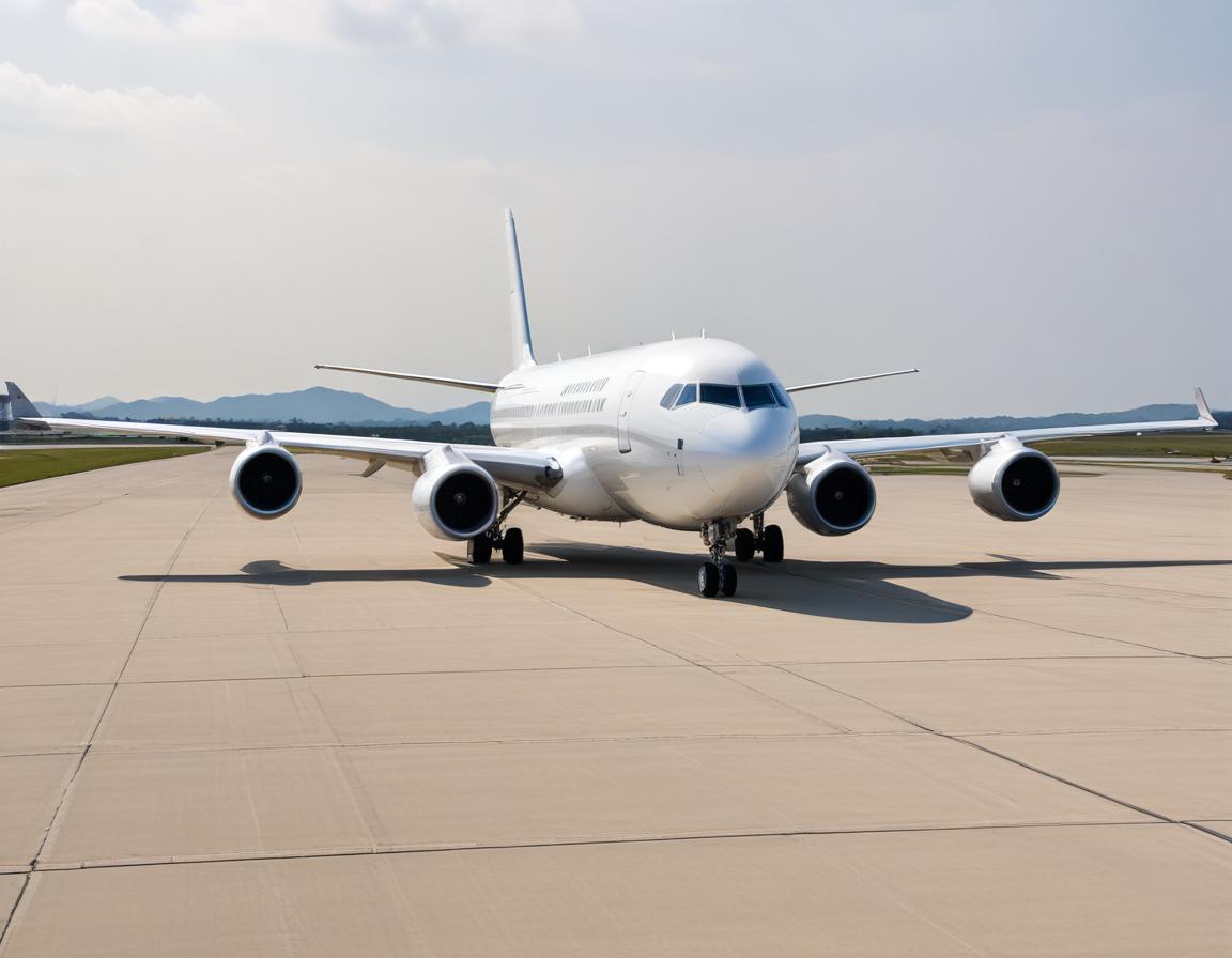 Airplane taxiing on runway in bright daylight Airplane taxiing on runway in bright daylight