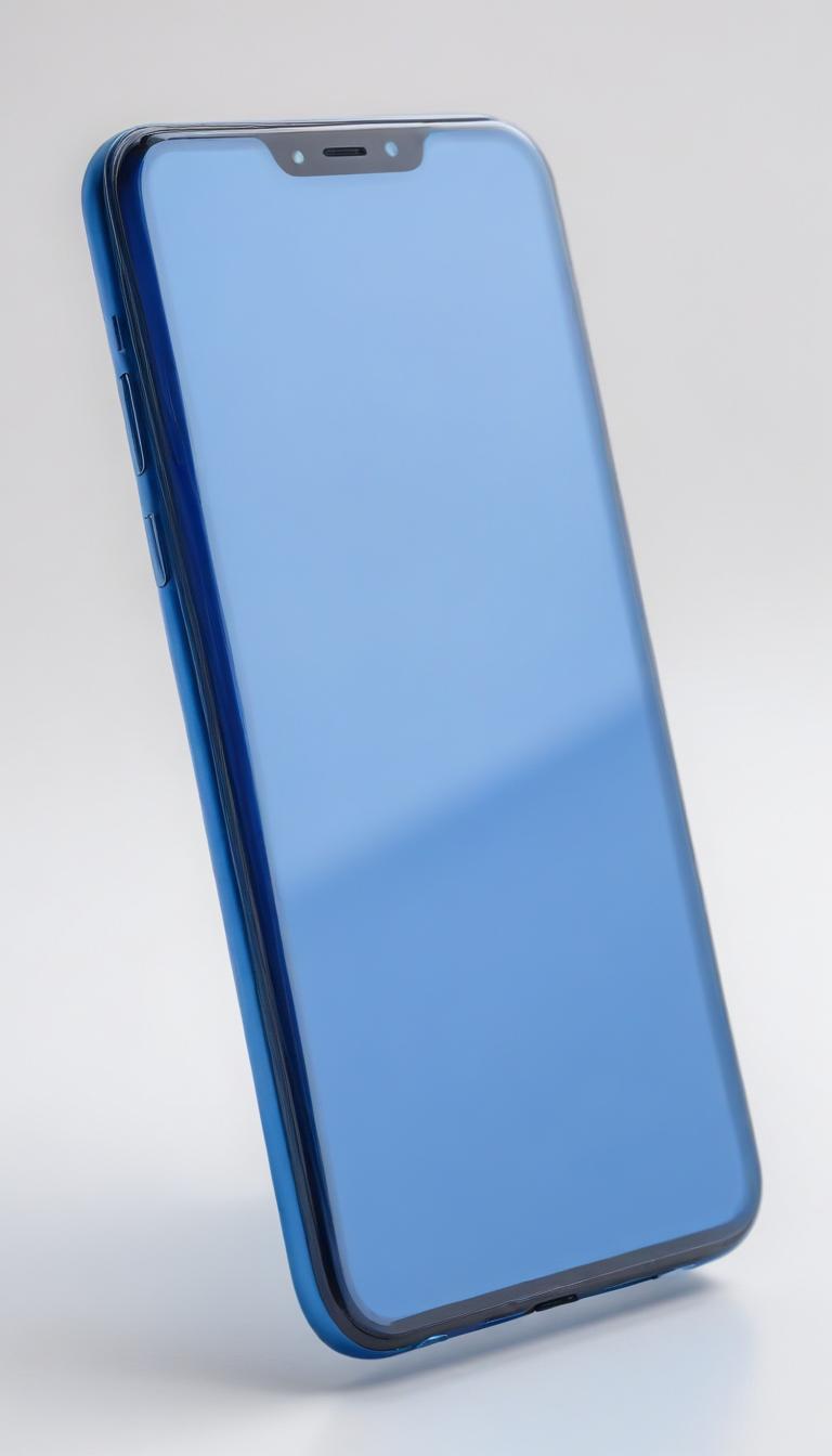 Vibrant blue smartphone against a neutral background Vibrant blue smartphone against a neutral background
