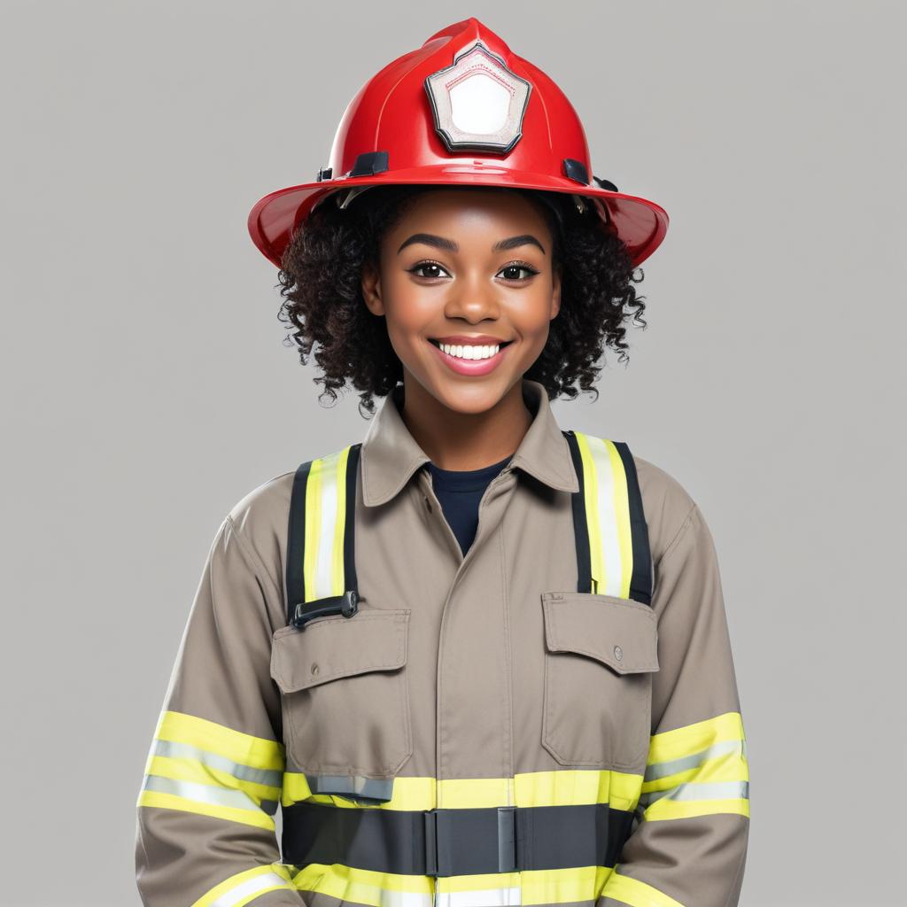 Confident firefighter in safety gear smiling Confident firefighter in safety gear smiling