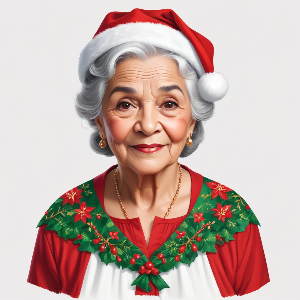 Elderly woman in christmas attire with a joyful expression Elderly woman in christmas attire with a joyful expression