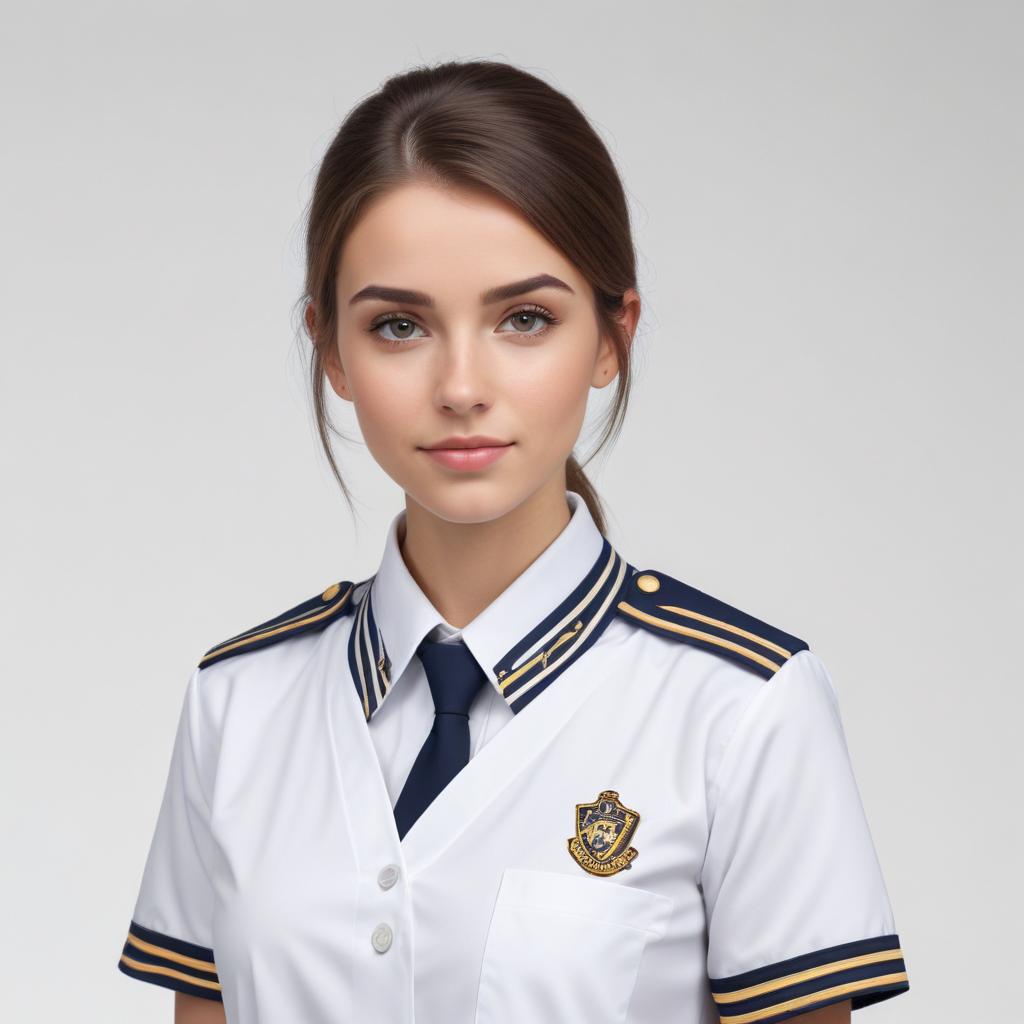 Young woman in uniform at a training facility Young woman in uniform at a training facility