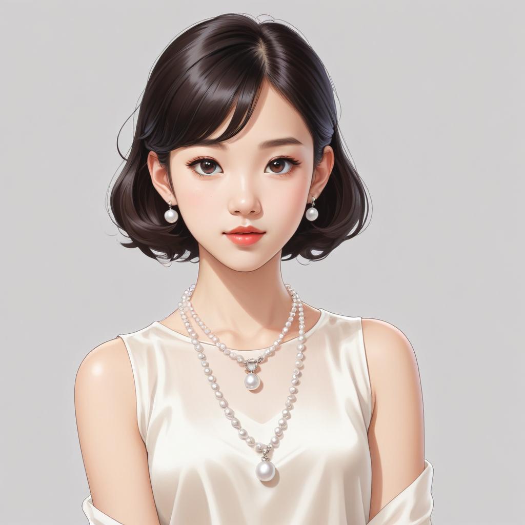 Elegant woman with pearls in soft lighting Elegant woman with pearls in soft lighting