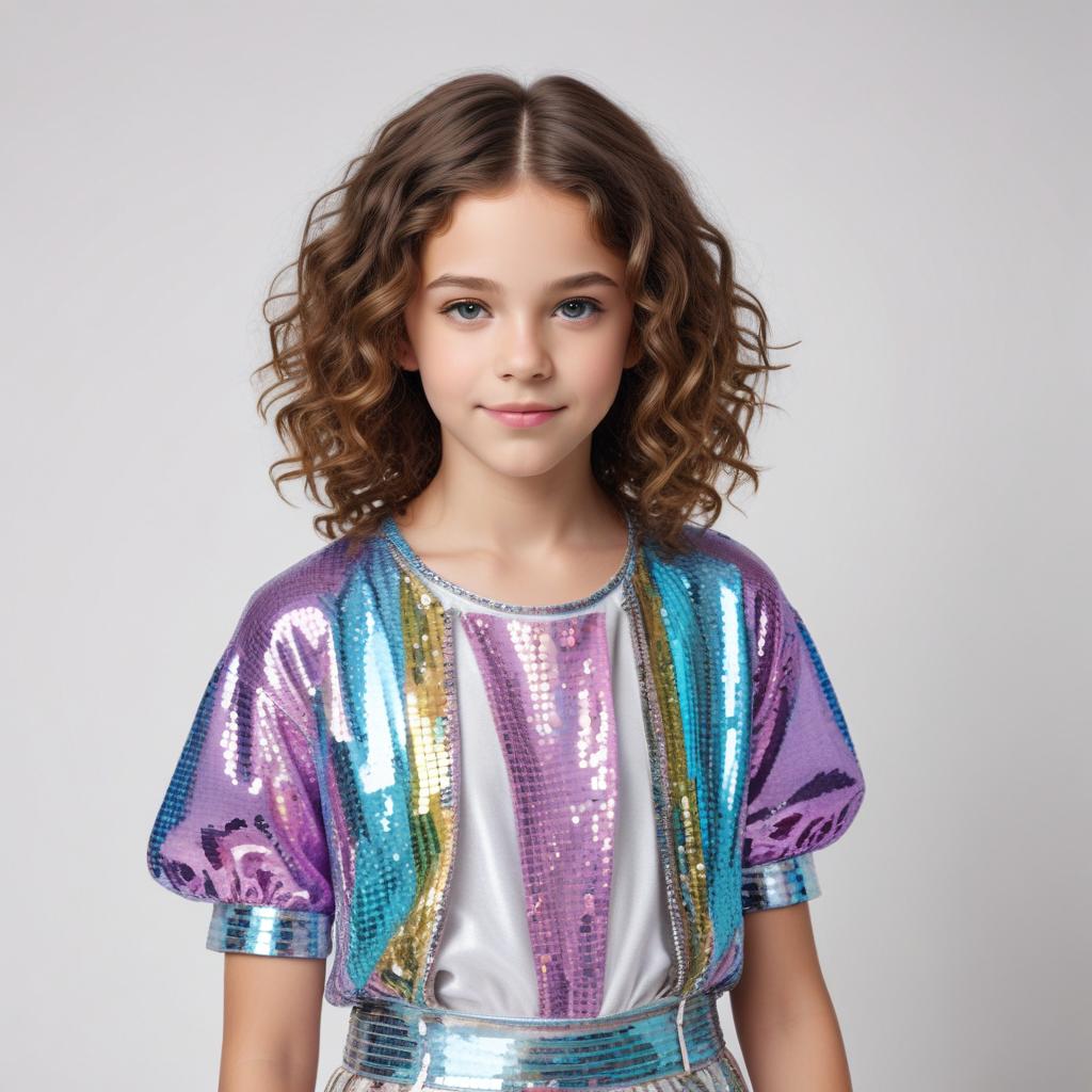 Young girl in colorful outfit posing confidently Young girl in colorful outfit posing confidently