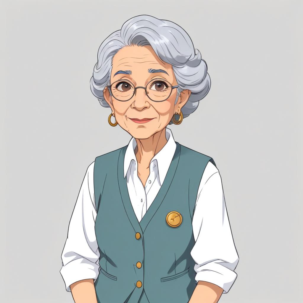 Elderly woman with gray hair and glasses smiling gently Elderly woman with gray hair and glasses smiling gently