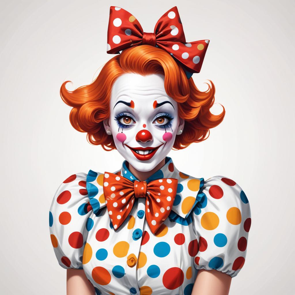 Cheerful clown in polka dots posing brightly Cheerful clown in polka dots posing brightly